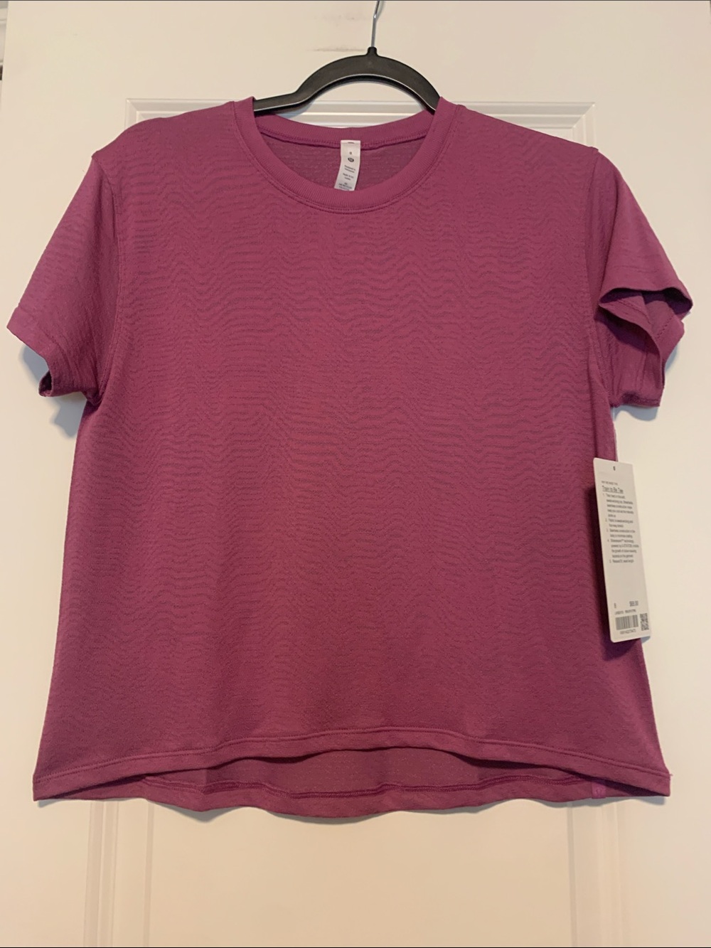 Lululemon Train to Be SS Tee, Ripple Wave Vivid Plum/Vintage Plum, Sz 8, NWT